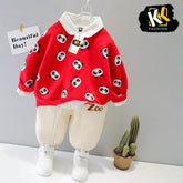 beautiful panda face printed kids suit